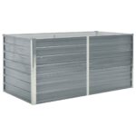 Raised Garden Bed 160x80x77cm Galvanised Steel Grey