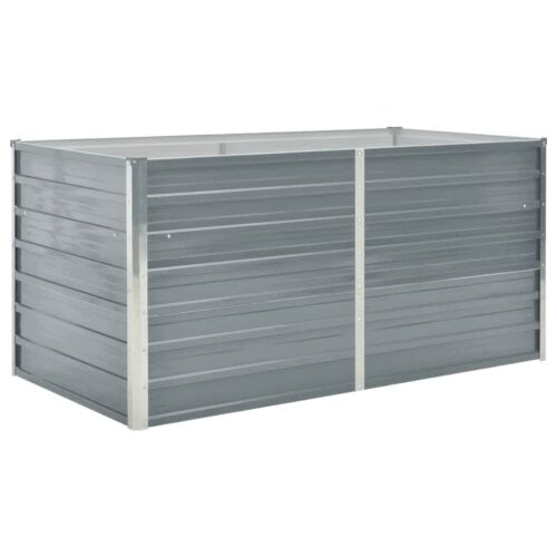 Raised Garden Bed 160x80x77cm Galvanised Steel Grey