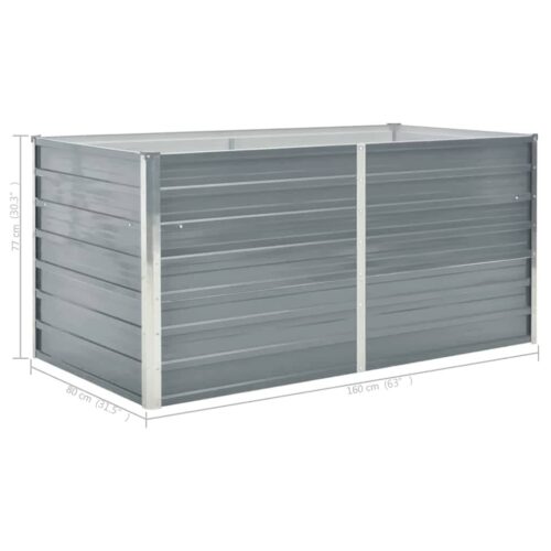 Raised Garden Bed 160x80x77cm Galvanised Steel Grey - Image 7