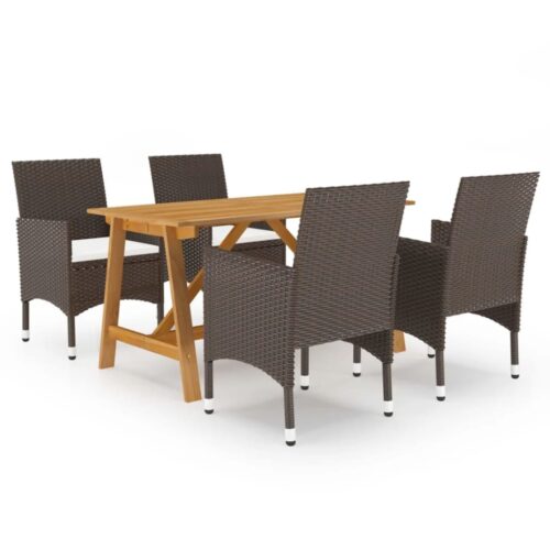 5-Piece Garden Dining Set Brown
