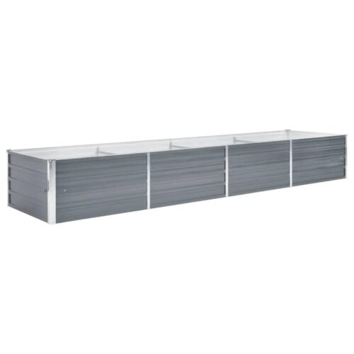 Garden Raised Bed Galvanised Steel 320x80x45cm Grey