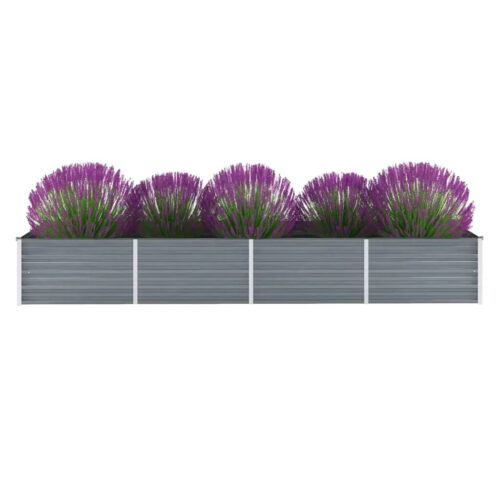 Garden Raised Bed Galvanised Steel 320x80x45cm Grey - Image 2