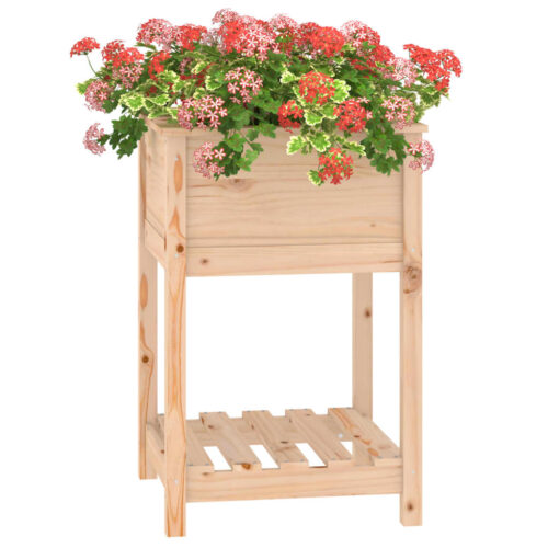Planter with Shelf 54x54x81cm Solid Wood Pine - Image 4