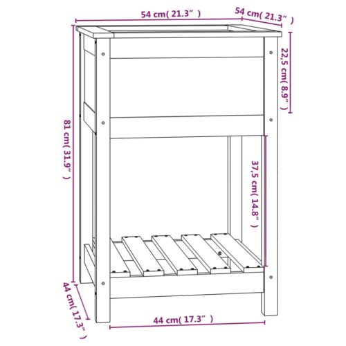 Planter with Shelf 54x54x81cm Solid Wood Pine - Image 8