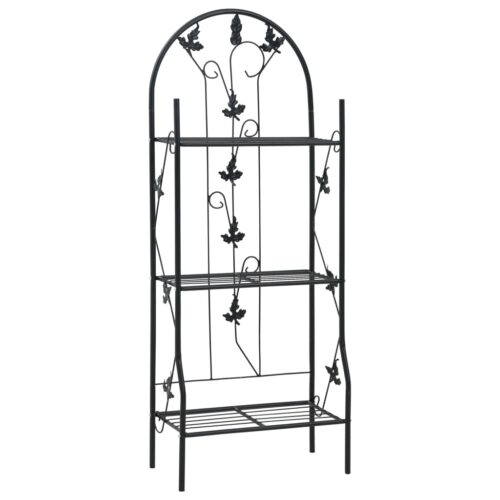 3-Layer Plant Rack Black 52x28x128cm Iron