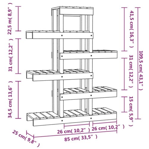 Plant Stand 85x25x109.5cm Solid Wood Pine - Image 8