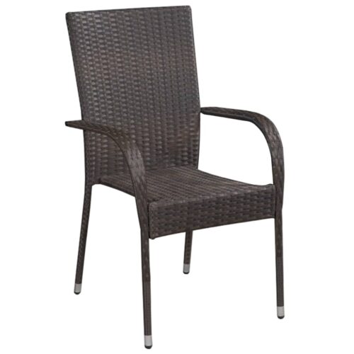 5-Piece Garden Dining Set Brown Poly Rattan Wicker Outdoor Patio Furniture - Image 5