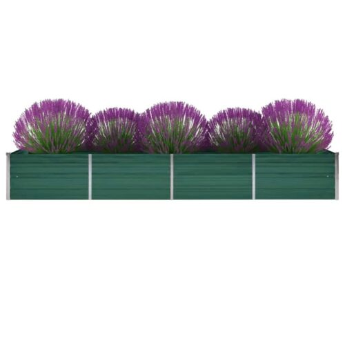 Garden Raised Bed Galvanised Steel 320x80x45cm Green - Image 2