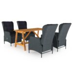 5-Piece Garden Dining Set Dark Grey
