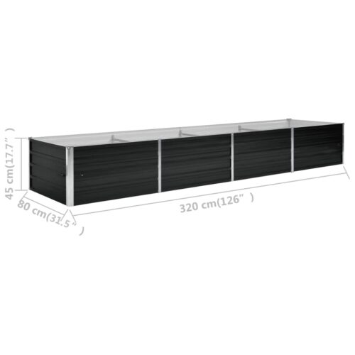 Garden Raised Bed Anthracite 320x80x45cm Galvanised Steel - Image 7