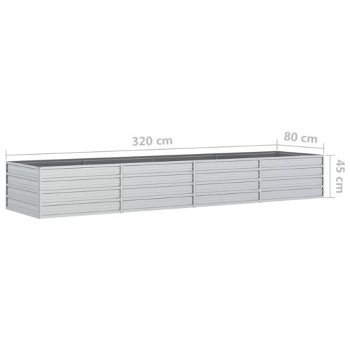 Garden Raised Bed 320x80x45cm Galvanized Steel Silver - Image 7