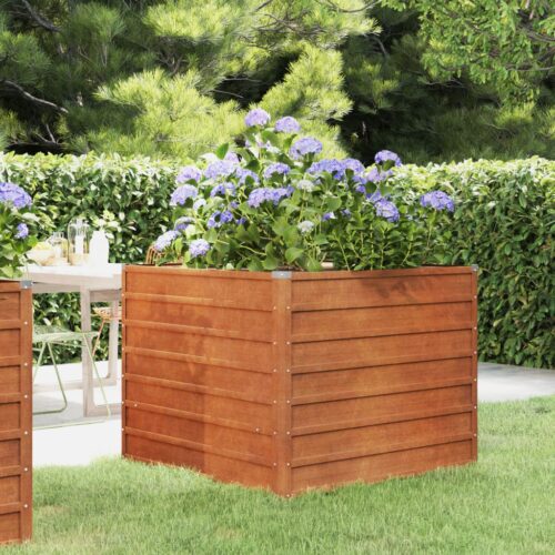 Garden Raised Bed Rusty 100x100x77cm Corten Steel - Image 2
