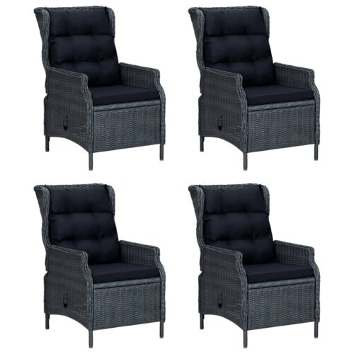5-Piece Garden Dining Set Dark Grey Poly Rattan Wicker Outdoor Patio Furniture - Image 4