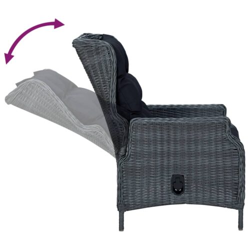 5-Piece Garden Dining Set Dark Grey Poly Rattan Wicker Outdoor Patio Furniture - Image 6