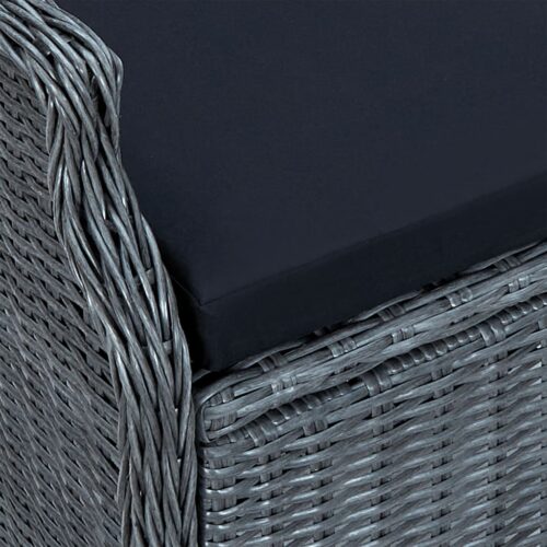 5-Piece Garden Dining Set Dark Grey Poly Rattan Wicker Outdoor Patio Furniture - Image 7