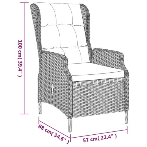 5-Piece Garden Dining Set Dark Grey Poly Rattan Wicker Outdoor Patio Furniture - Image 11