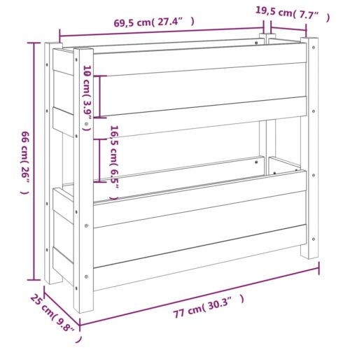 Planter 77x25x66cm Solid Wood Pine - Image 9