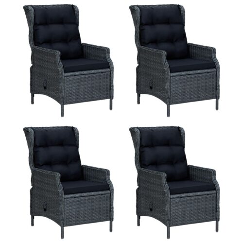 5-Piece Garden Dining Set Dark Grey Poly Rattan Wicker Outdoor Patio Furniture - Image 4