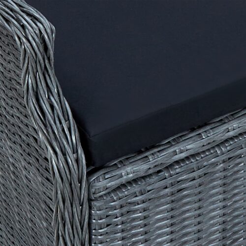 5-Piece Garden Dining Set Dark Grey Poly Rattan Wicker Outdoor Patio Furniture - Image 7