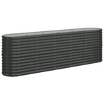 Garden Raised Bed Powder-Coated Steel 224x40x68cm Anthracite