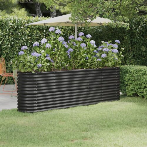 Garden Raised Bed Powder-Coated Steel 224x40x68cm Anthracite - Image 2