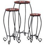 Mosaic Tables 3pcs Terracotta White Ceramic