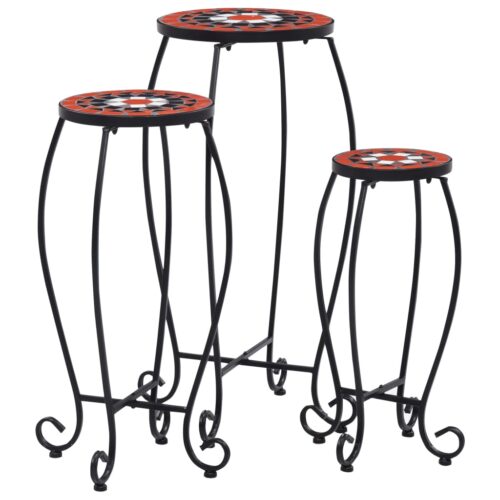 Mosaic Tables 3pcs Terracotta White Ceramic