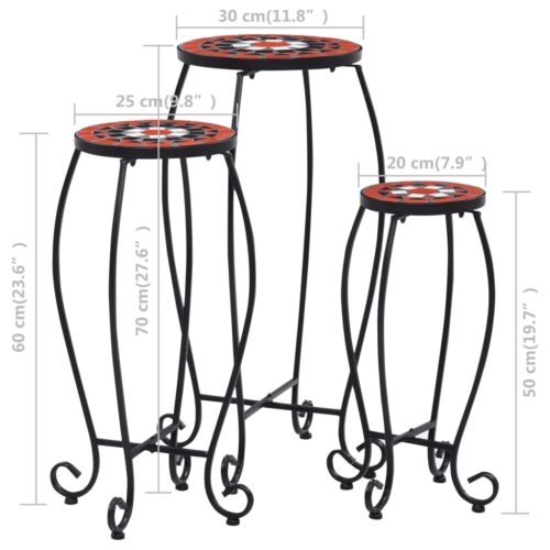 Mosaic Tables 3pcs Terracotta White Ceramic - Image 8
