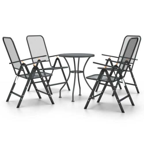 5-Piece Garden Dining Set Expanded Metal Mesh Anthracite