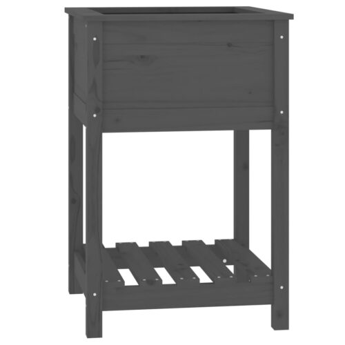 Planter with Shelf Grey 54x54x81cm Solid Wood Pine