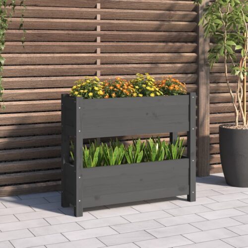 Planter Grey 77x25x66cm Solid Wood Pine - Image 2