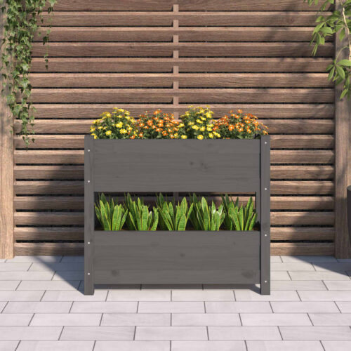 Planter Grey 77x25x66cm Solid Wood Pine - Image 3