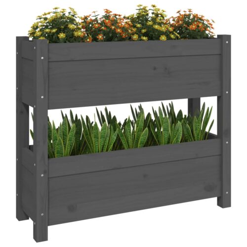 Planter Grey 77x25x66cm Solid Wood Pine - Image 4