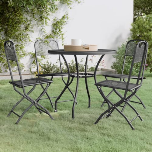 5-Piece Garden Dining Set Expanded Metal Mesh Anthracite - Image 2