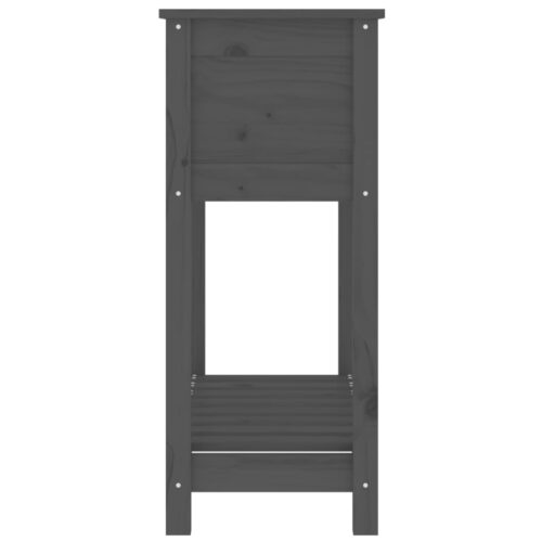 Planter with Shelf Grey 82.5x34.5x81cm Solid Wood Pine - Image 6