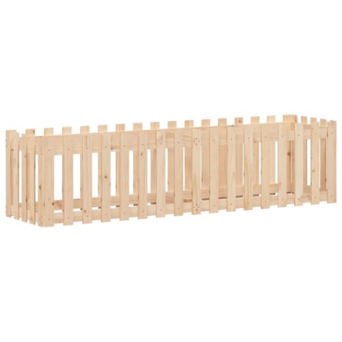 Garden Raised Bed with Fence Design 200x50x50cm Solid Wood Pine