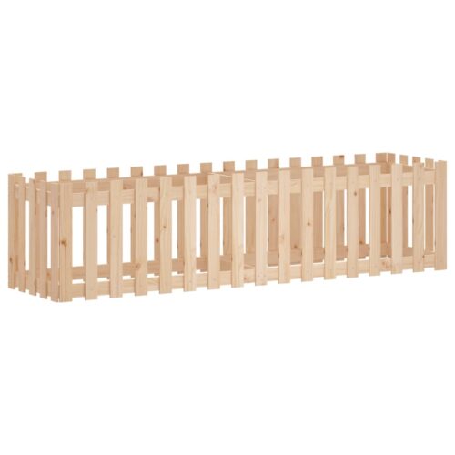 Garden Raised Bed with Fence Design 200x50x50cm Solid Wood Pine - Image 4