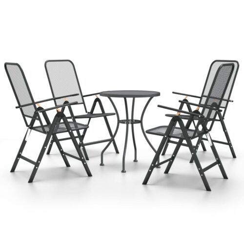 5-Piece Garden Dining Set Expanded Metal Mesh Anthracite