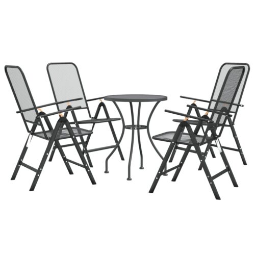 5-Piece Garden Dining Set Expanded Metal Mesh Anthracite - Image 3