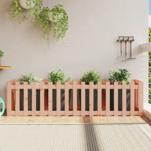 Garden Raised Bed with Fence Design 200x50x50cm Solid Wood Douglas - Image 2