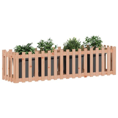Garden Raised Bed with Fence Design 200x50x50cm Solid Wood Douglas - Image 3