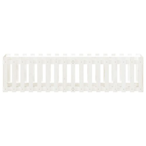 Garden Raised Bed with Fence Design White 200x50x50cm Solid Wood Pine - Image 5