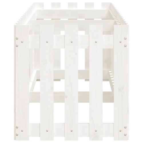 Garden Raised Bed with Fence Design White 200x50x50cm Solid Wood Pine - Image 6