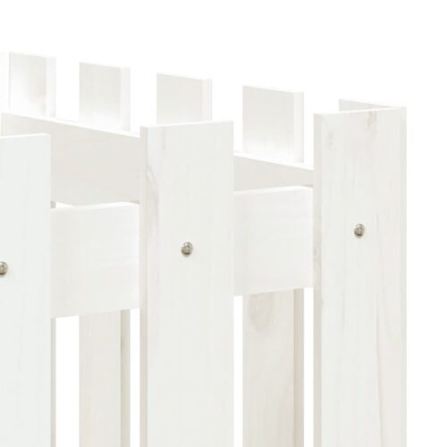 Garden Raised Bed with Fence Design White 200x50x50cm Solid Wood Pine - Image 7