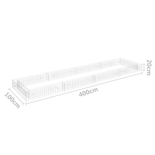 Gabion Raised Bed Galvanised Steel 400x100x20cm - Image 6