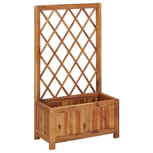 Garden Raised Bed with Trellis Solid Acacia Wood - Image 2