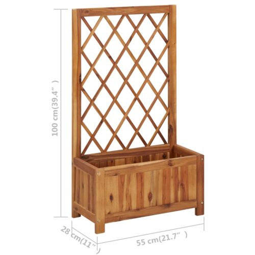 Garden Raised Bed with Trellis Solid Acacia Wood - Image 7