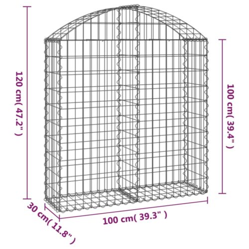 Arched Gabion Basket 100x30x100/120cm Galvanised Iron - Image 5