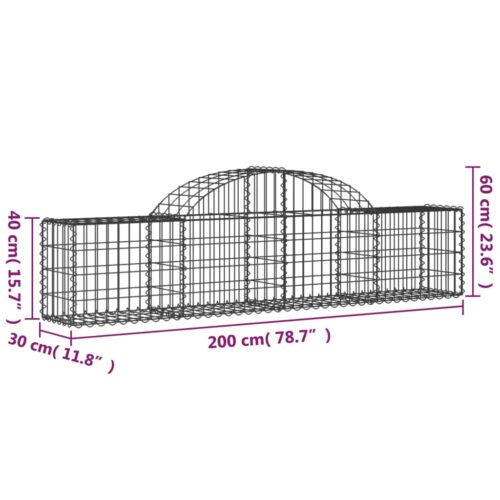 Arched Gabion Basket 200x30x40/60cm Galvanised Iron - Image 5