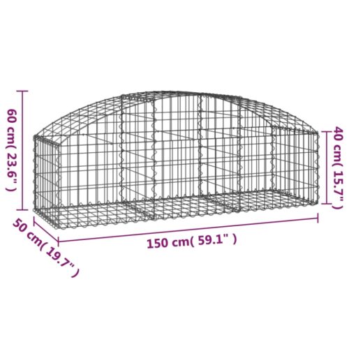 Arched Gabion Basket 150x50x40/60cm Galvanised Iron - Image 5